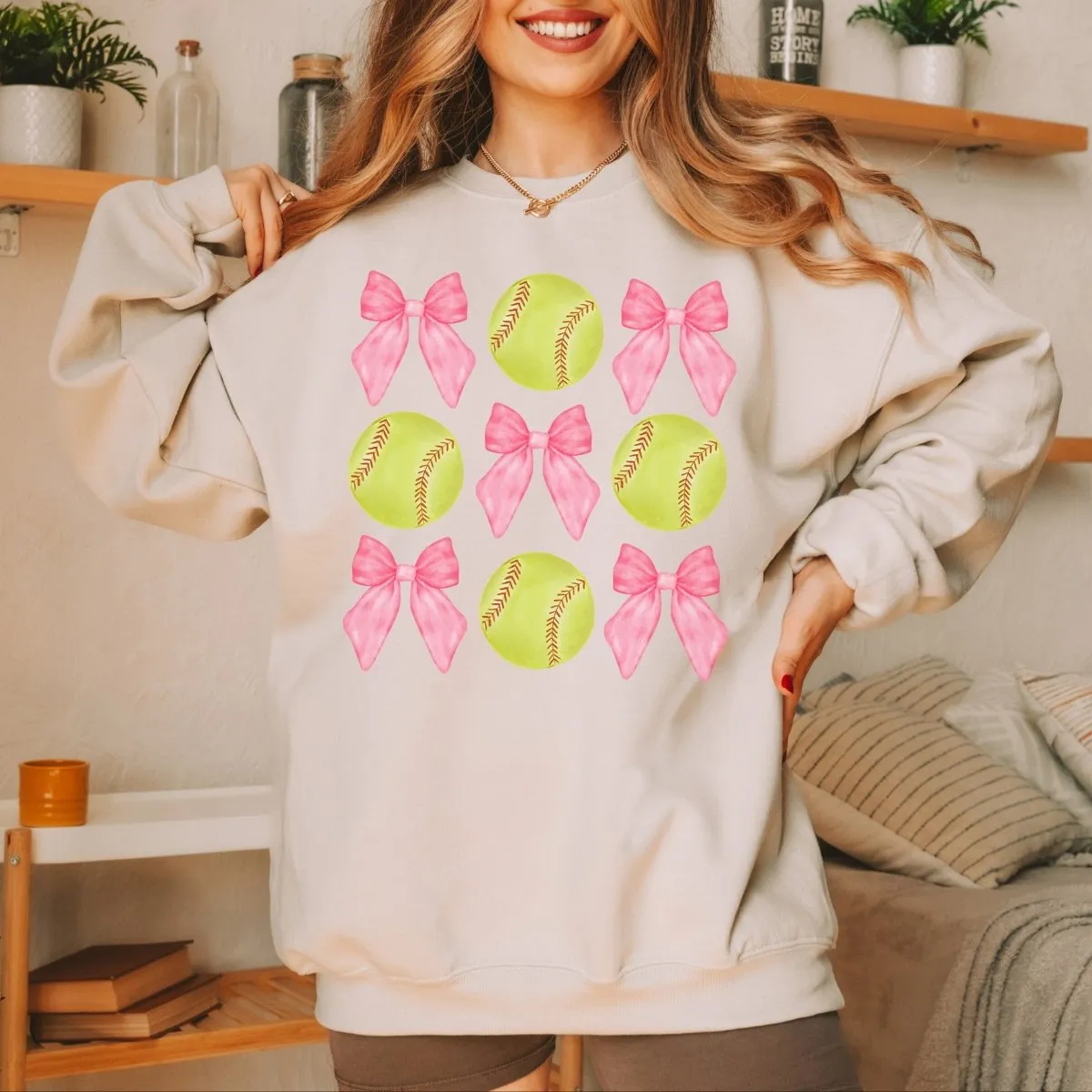 Softballs And Bows Collage Wholesale Sweatshirt - Fast Shipping