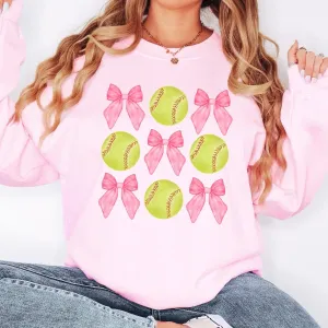 Softballs And Bows Collage Wholesale Sweatshirt - Fast Shipping