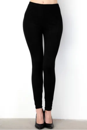 Solid Black Peach Skin One Size Legging