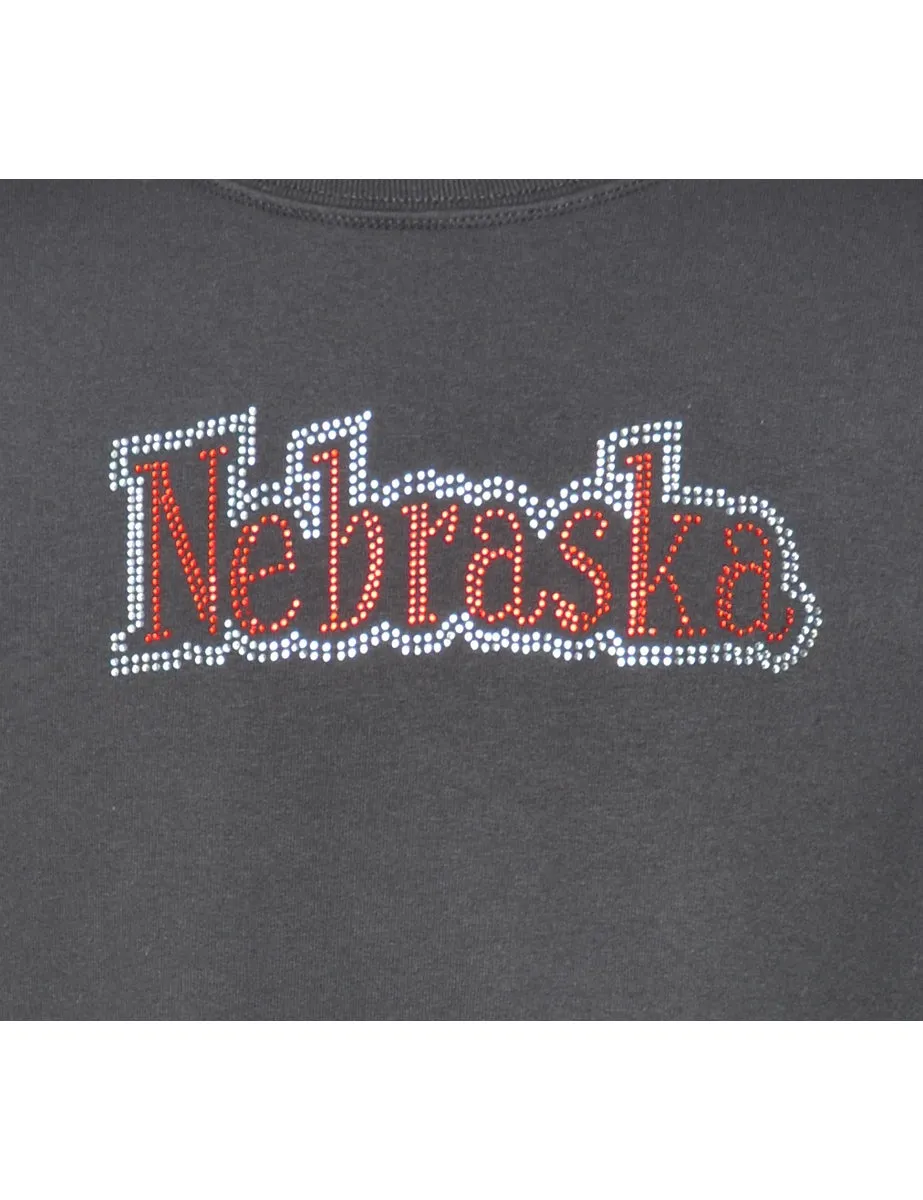 Studded Nebraska Printed Sweatshirt - XXL