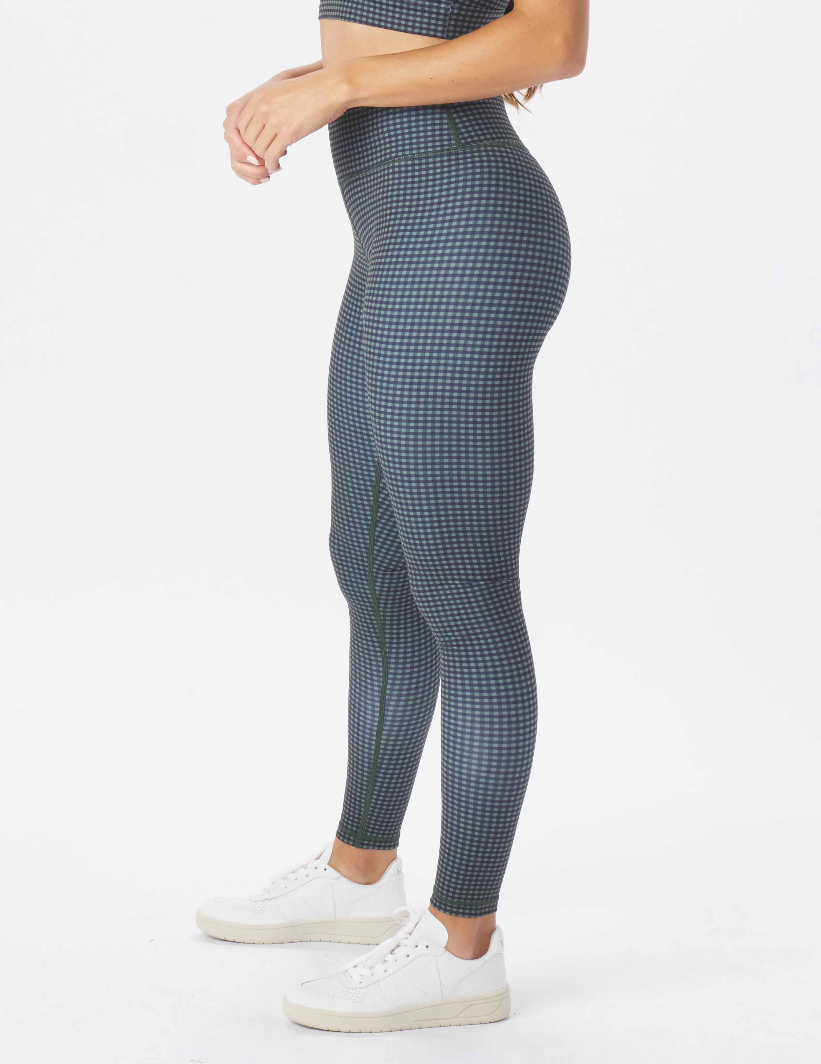 Sultry Legging: Black/Chive Gingham Plaid