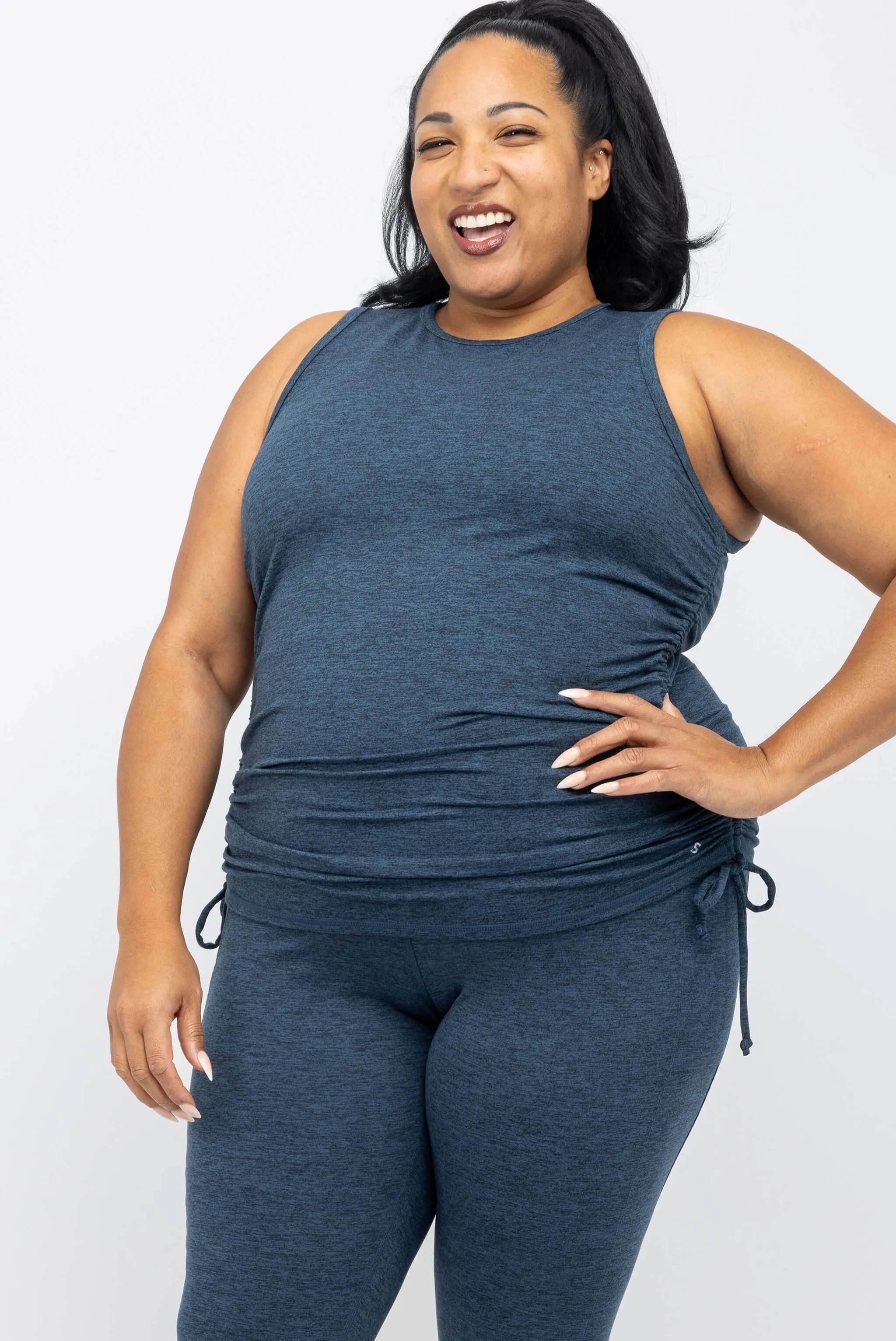 SuperSoft Cinch Tank - Heather Navy