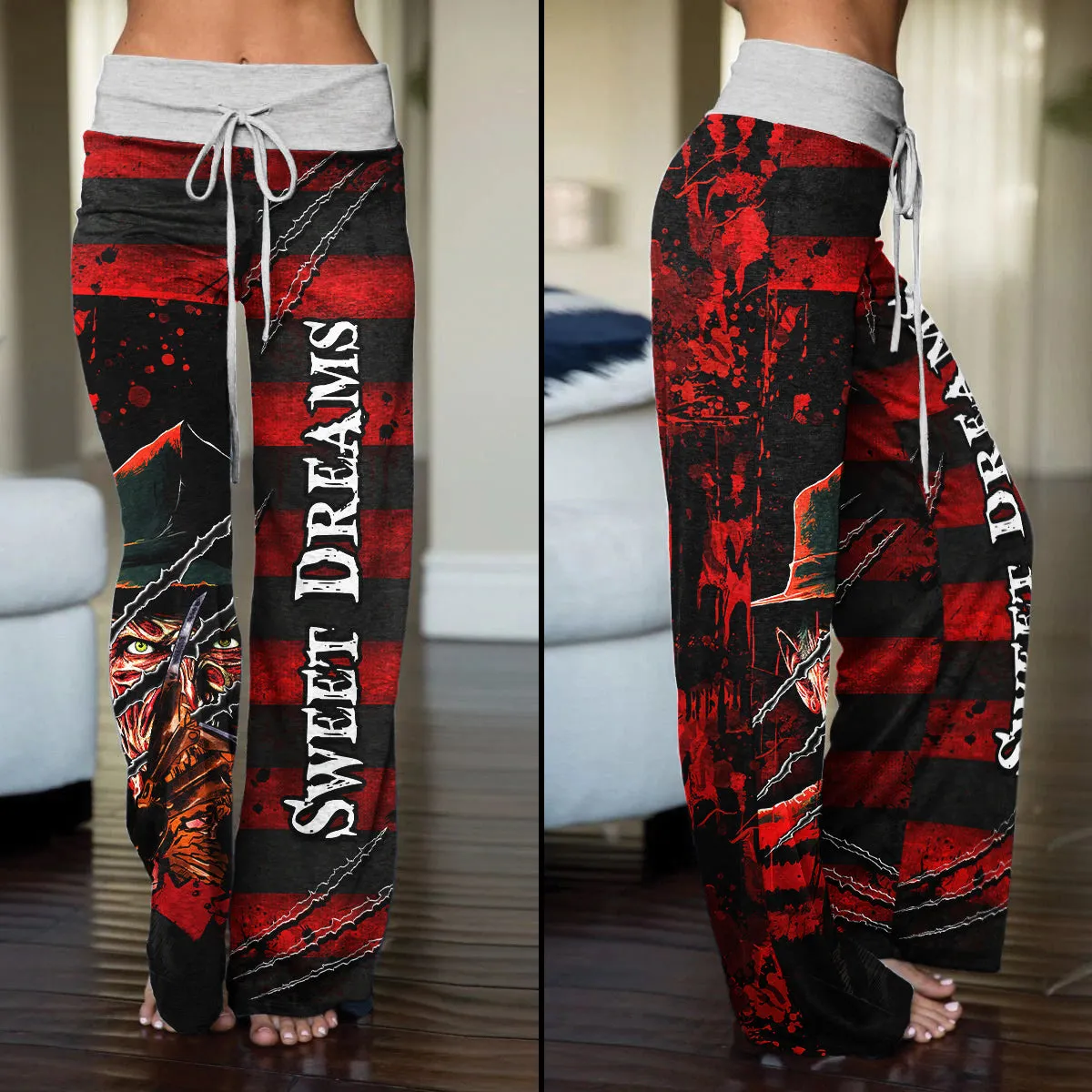Sweetdream Skull Horror Art Women's High-waisted Wide Leg Pants