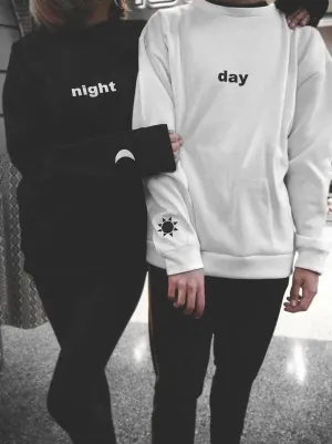 SXV  'Day and NIght’ Printed Cool Aesthetic Drop Shoulder Oversized Baggy Sweatshirt