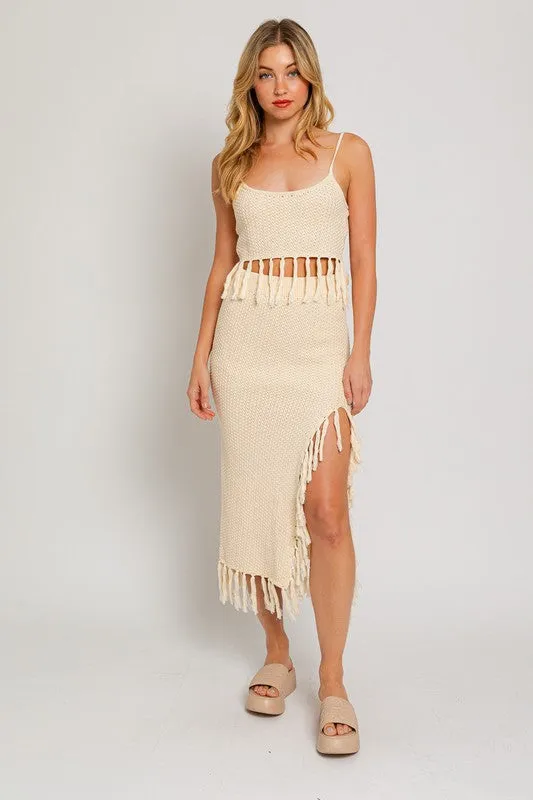 Tassel Detail Sweater Midi Skirt **This item has free shipping.**