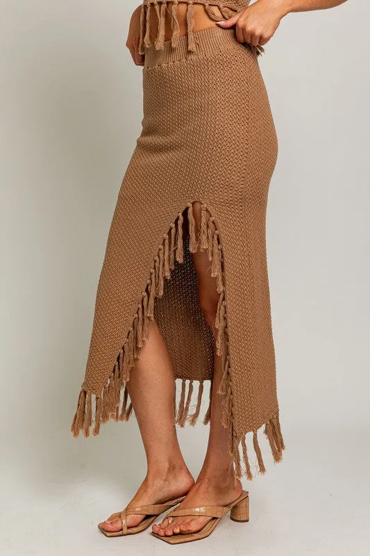 Tassel Detail Sweater Midi Skirt **This item has free shipping.**