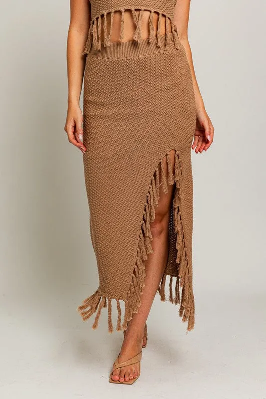 Tassel Detail Sweater Midi Skirt **This item has free shipping.**