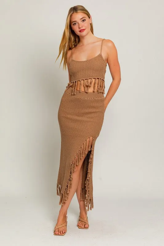 Tassel Detail Sweater Midi Skirt **This item has free shipping.**