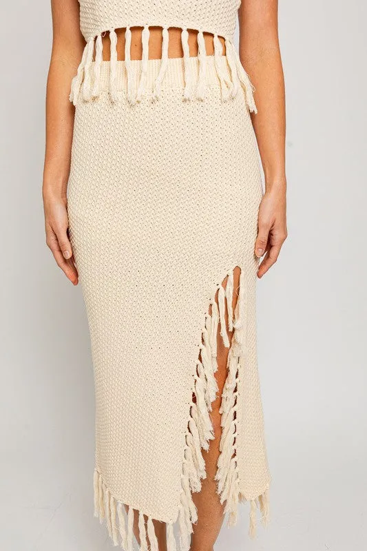 Tassel Detail Sweater Midi Skirt **This item has free shipping.**