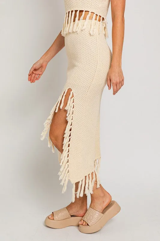 Tassel Detail Sweater Midi Skirt **This item has free shipping.**
