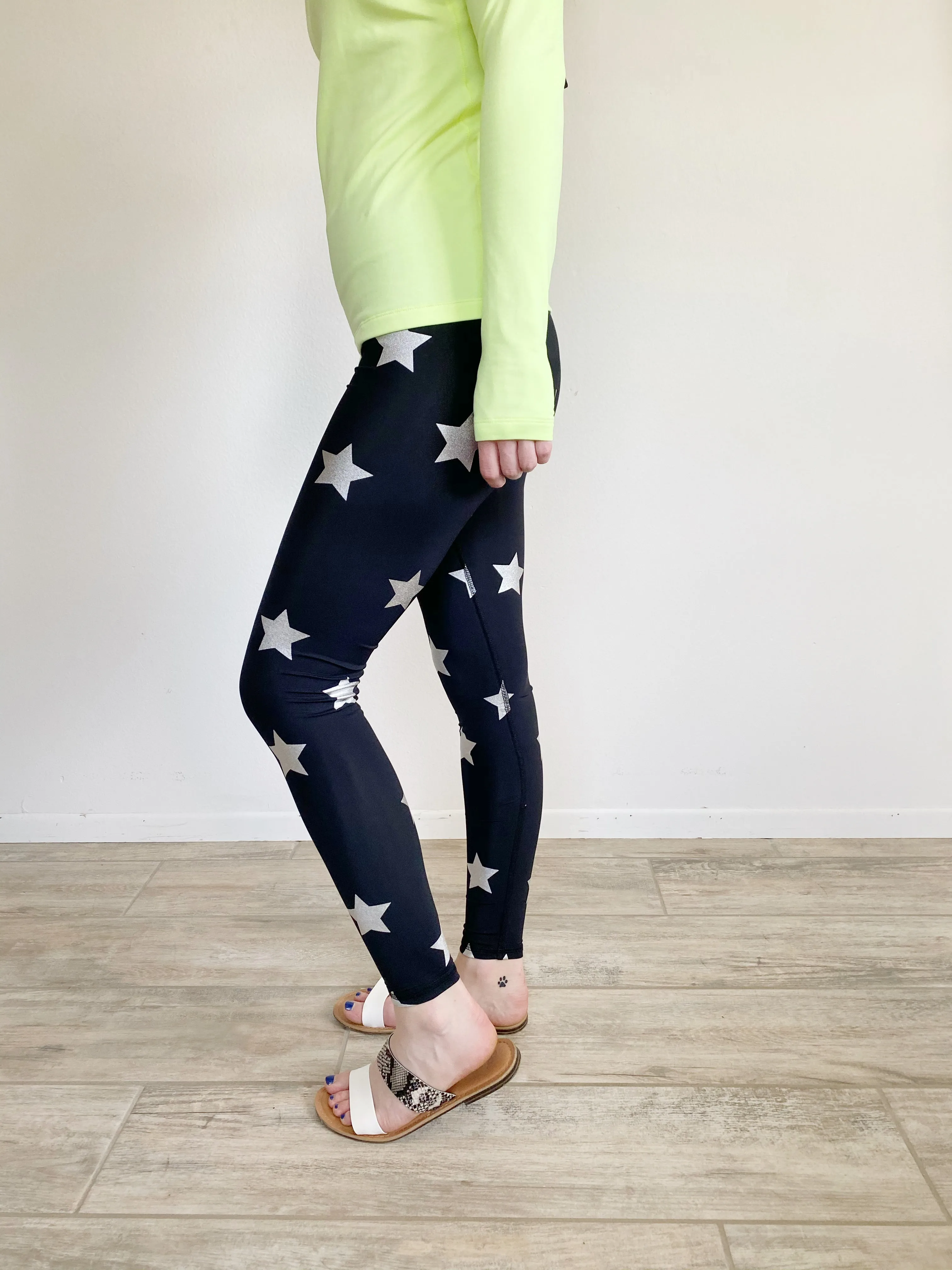 Terez Star Foil Tall Band Performance Leggings Small