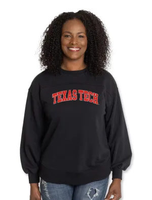 Texas Tech Satin Tackle Twill Arch "Yvette" Yoke Crew Sweatshirt
