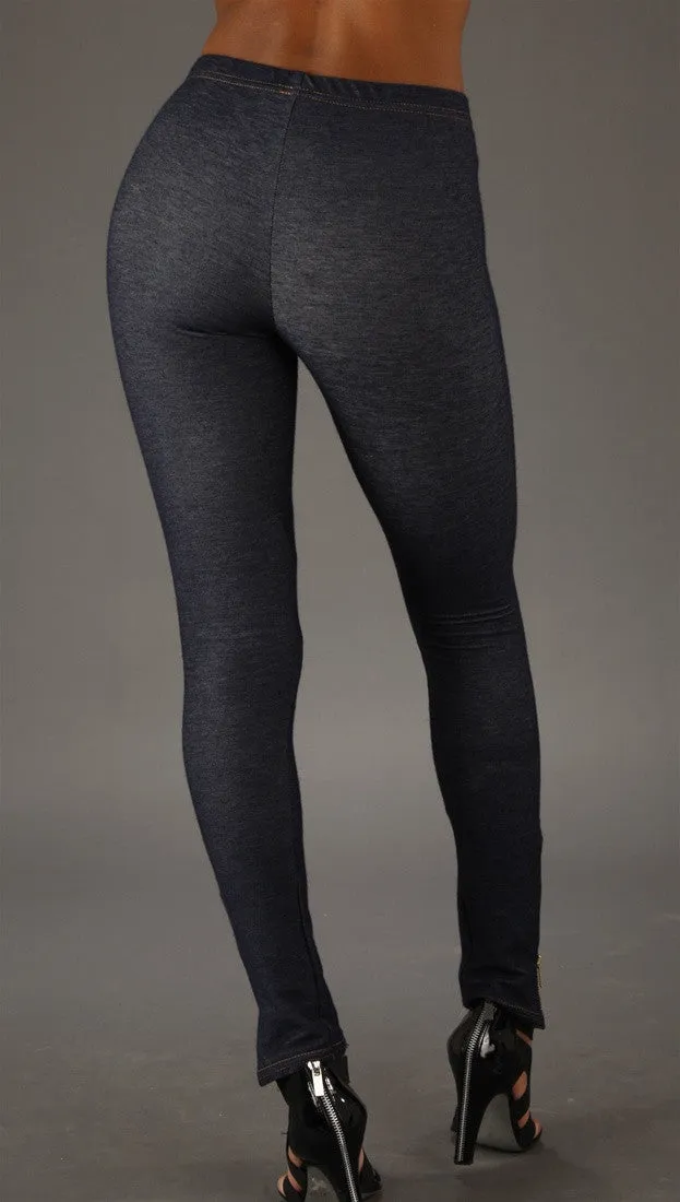 Thorn Guarden See You Monday Denim Zipper Leggings