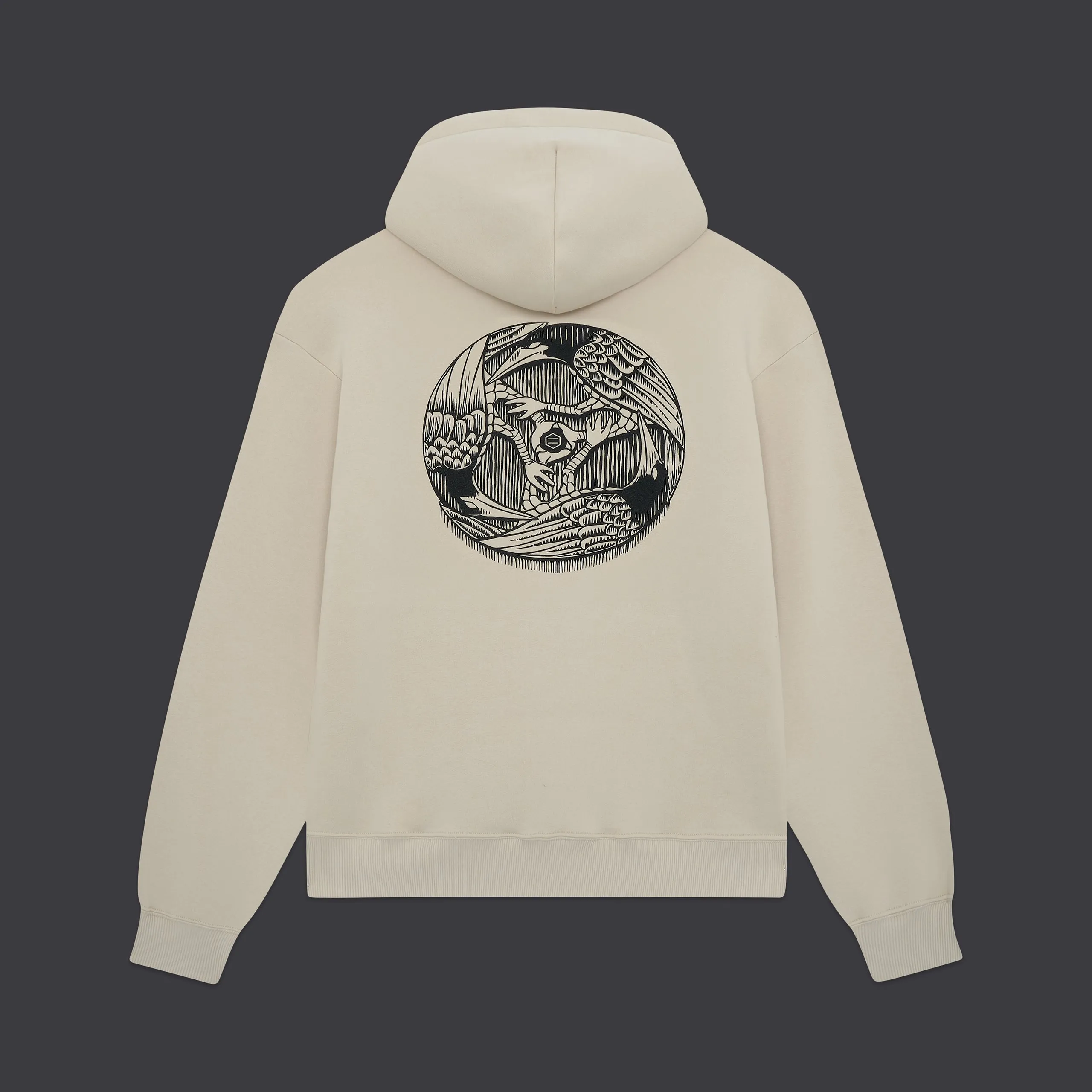 Three Ravens Hoodie Beige