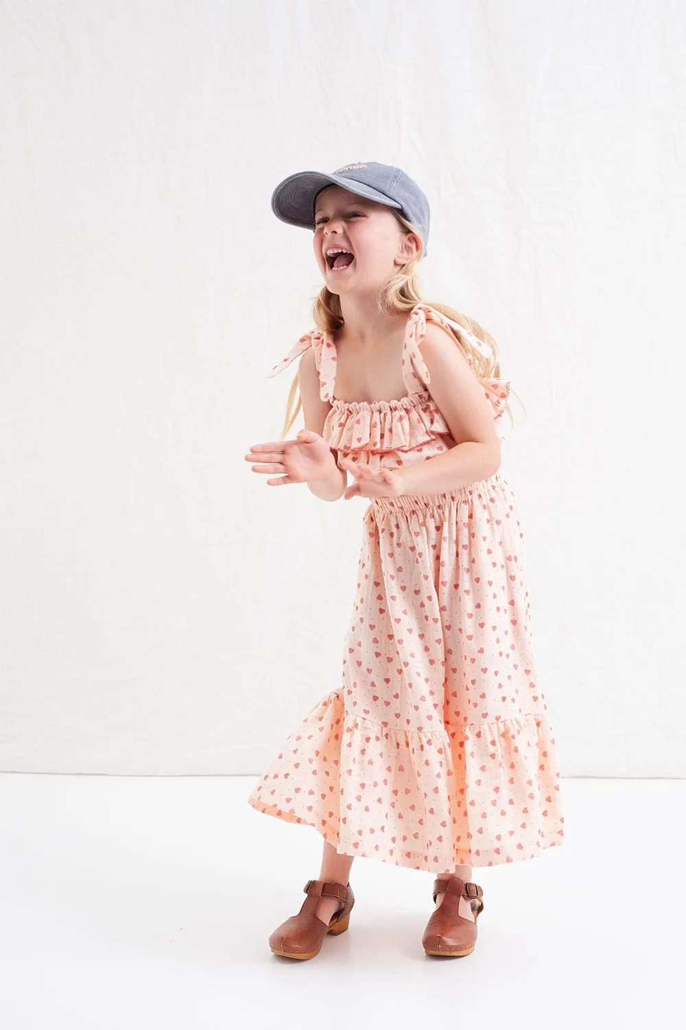Tocoto Vintage Heart Print Midi Skirt- Pink