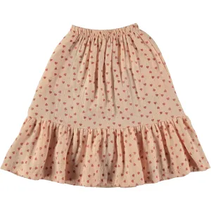 Tocoto Vintage Heart Print Midi Skirt- Pink
