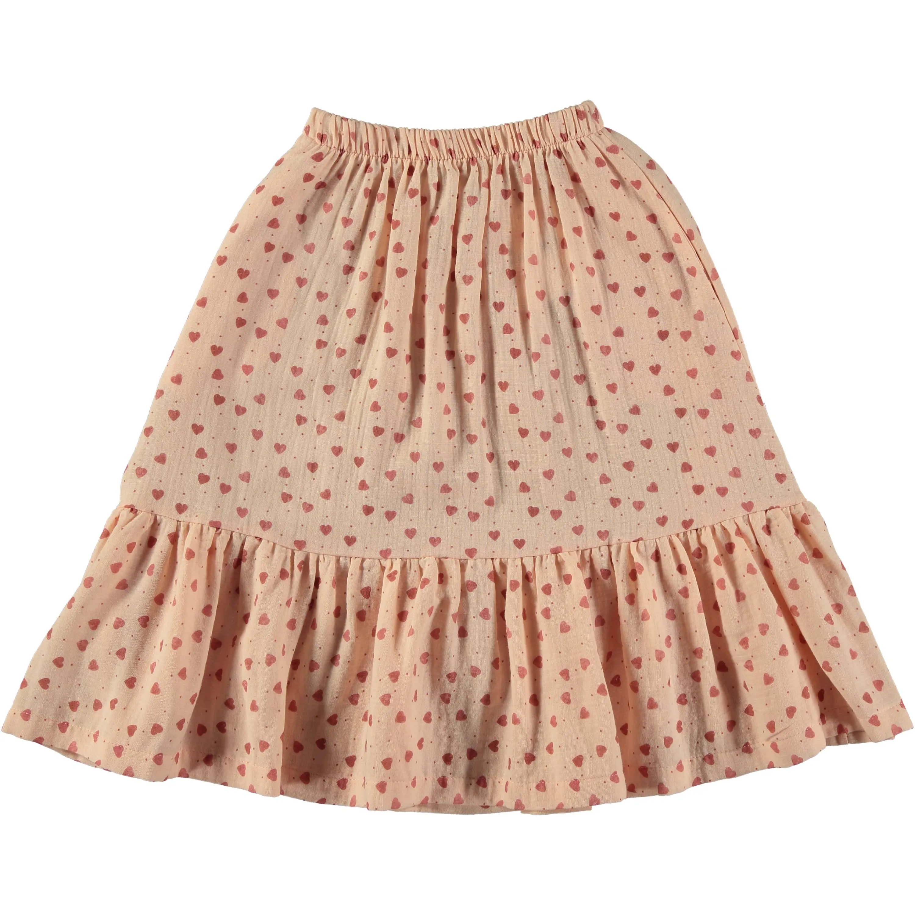 Tocoto Vintage Heart Print Midi Skirt- Pink