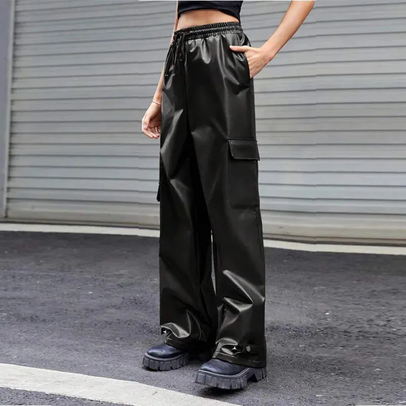 Trend4us Unisex Loose PVC Cargo Wide-Leg Pants