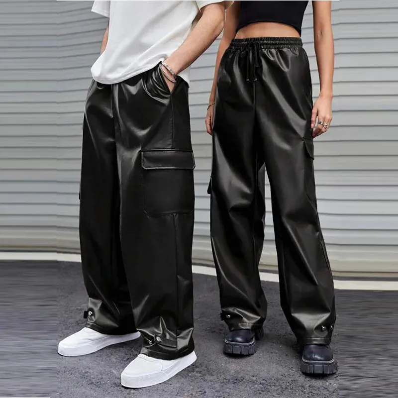 Trend4us Unisex Loose PVC Cargo Wide-Leg Pants