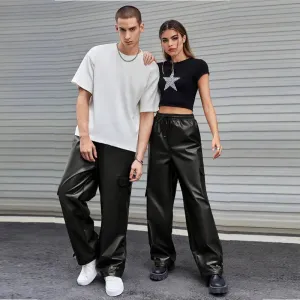 Trend4us Unisex Loose PVC Cargo Wide-Leg Pants