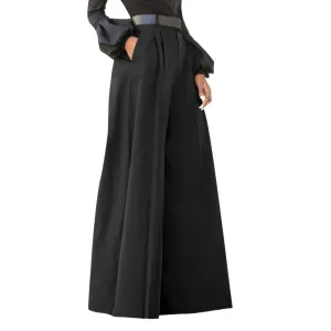 Trendy High Waist Cropped Flared Waist Pants