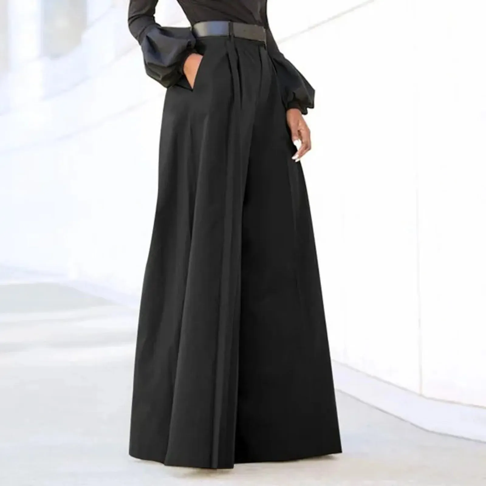 Trendy High Waist Cropped Flared Waist Pants