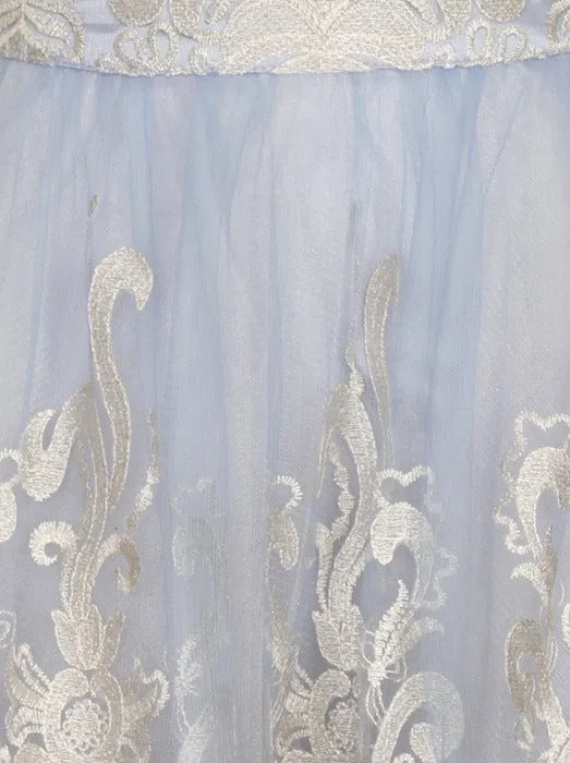 US 10 - Blue Baroque Style Midi Skirt