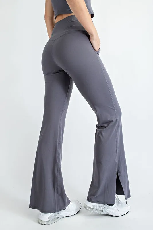 V Waist Flared Yoga Pants With Pockets
