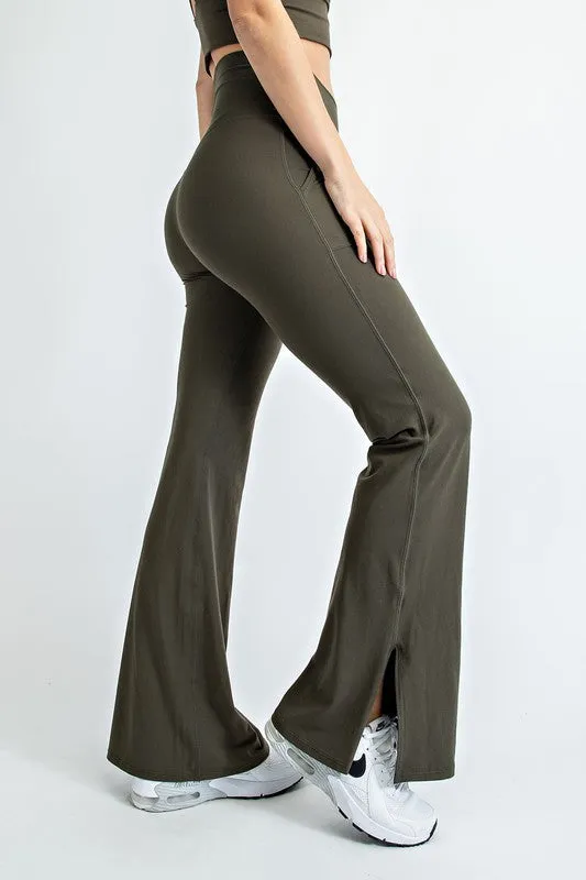 V Waist Flared Yoga Pants With Pockets
