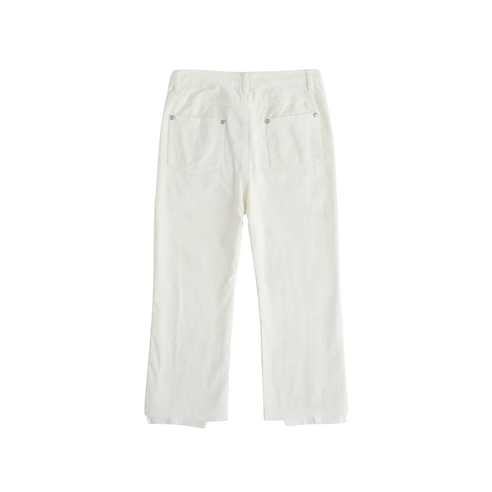 Vauva FW23 - Girls Embroidered Flared Pants (White)
