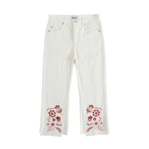 Vauva FW23 - Girls Embroidered Flared Pants (White)