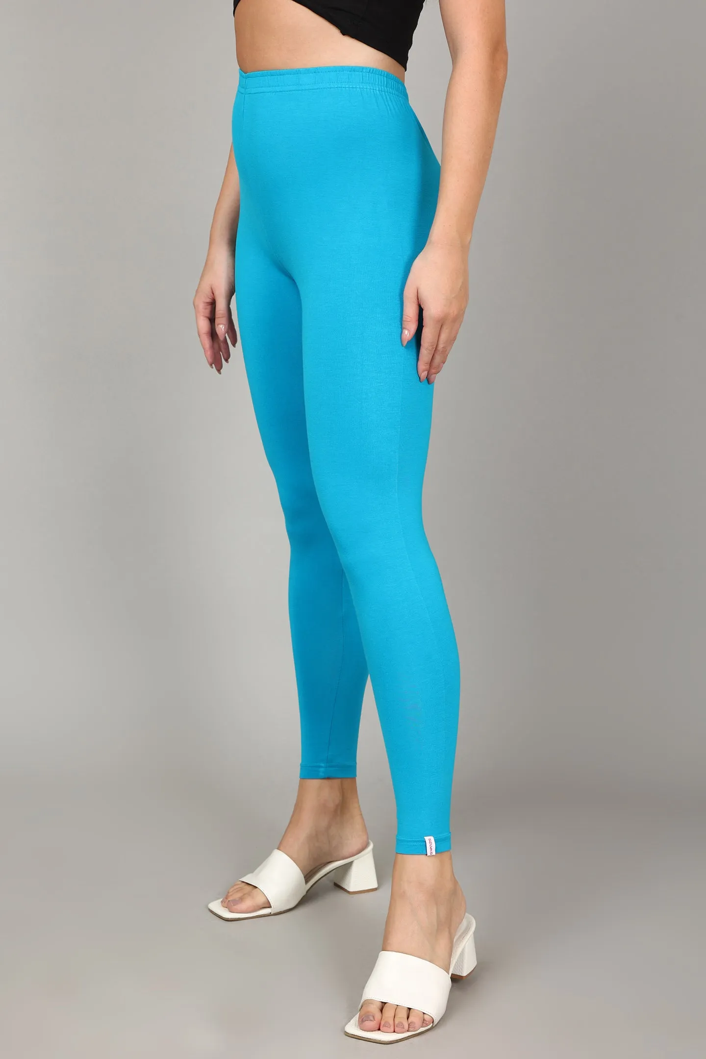 VISCOSE ANKLE LEGGINGS - MARINE BLUE
