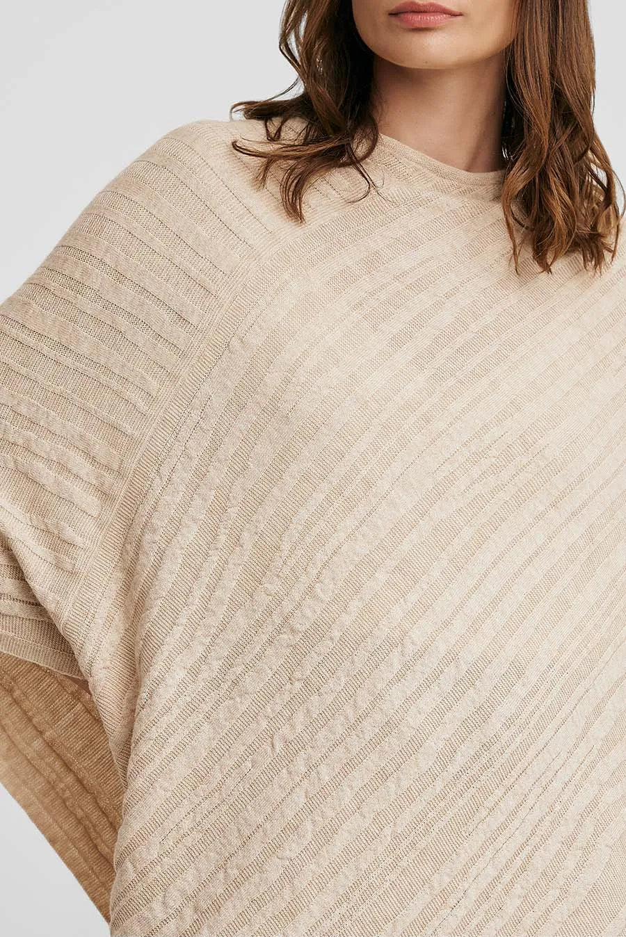 Wasabi Poncho Cotton & Baby Alpaca Color Beige