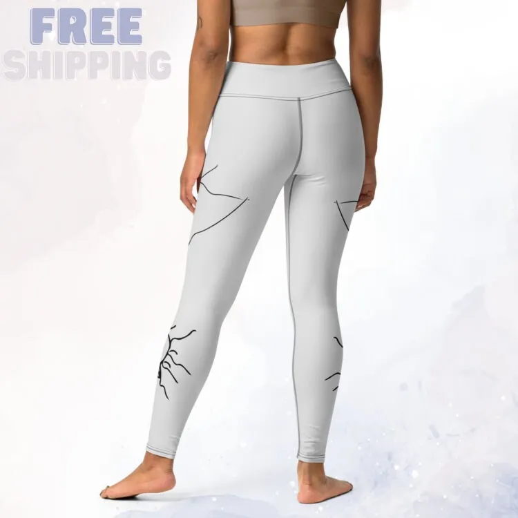 White and Black Spooky Spiders Halloween Costume Yoga Leggings for Parties