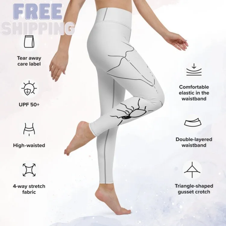 White and Black Spooky Spiders Halloween Costume Yoga Leggings for Parties