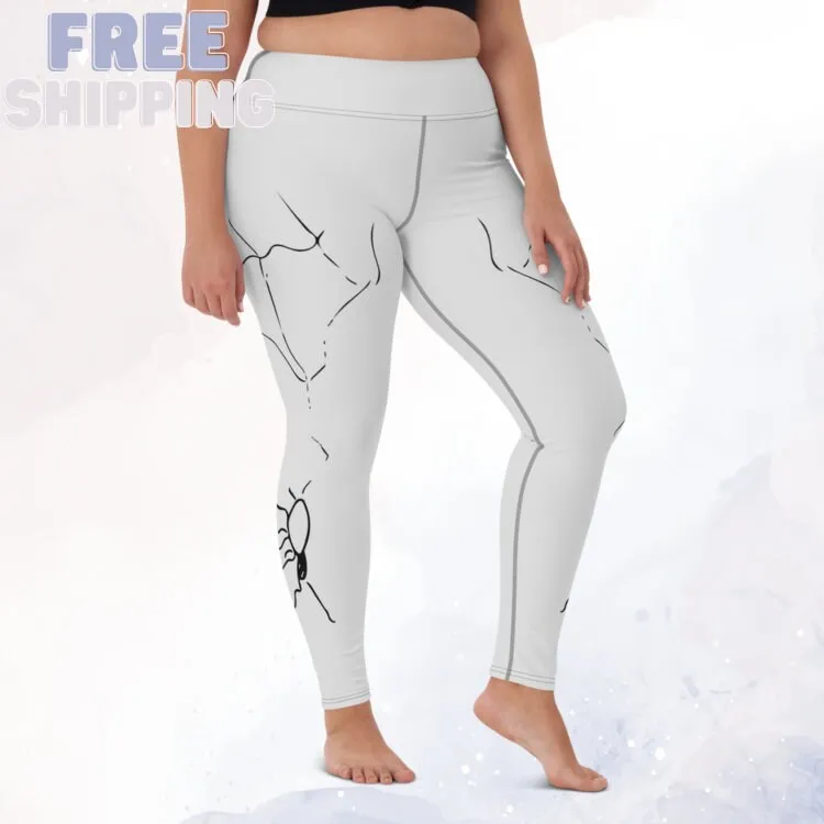 White and Black Spooky Spiders Halloween Costume Yoga Leggings for Parties