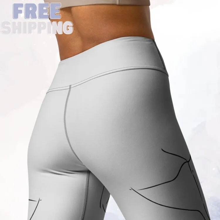 White and Black Spooky Spiders Halloween Costume Yoga Leggings for Parties