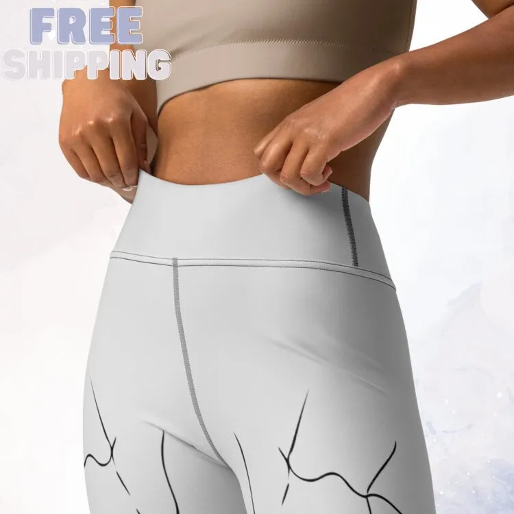 White and Black Spooky Spiders Halloween Costume Yoga Leggings for Parties