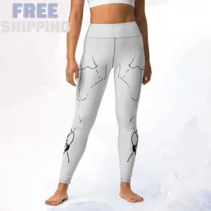 White and Black Spooky Spiders Halloween Costume Yoga Leggings for Parties