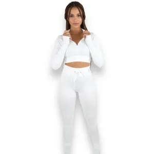 White Ribbed Leggings
