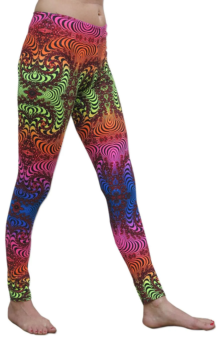 Wide waistband Leggings : Rainbow Fractal