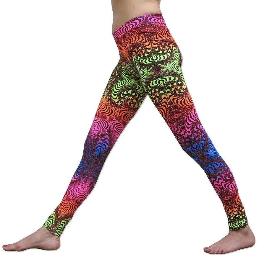 Wide waistband Leggings : Rainbow Fractal