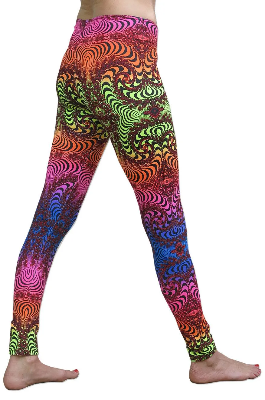 Wide waistband Leggings : Rainbow Fractal