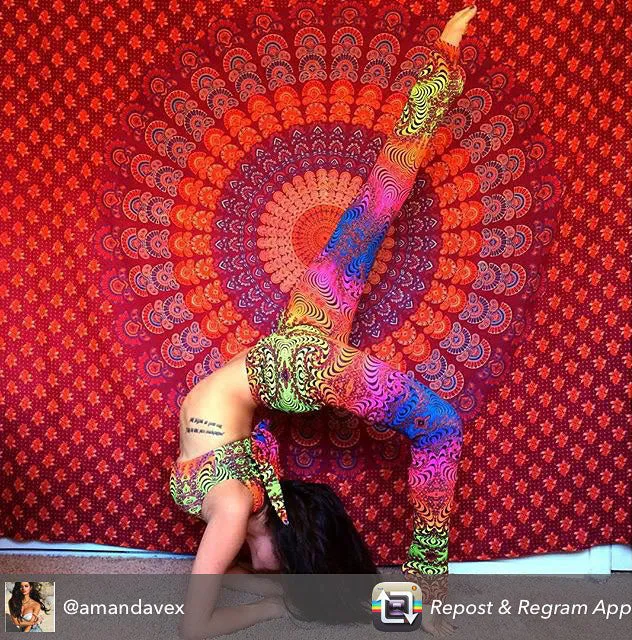 Wide waistband Leggings : Rainbow Fractal
