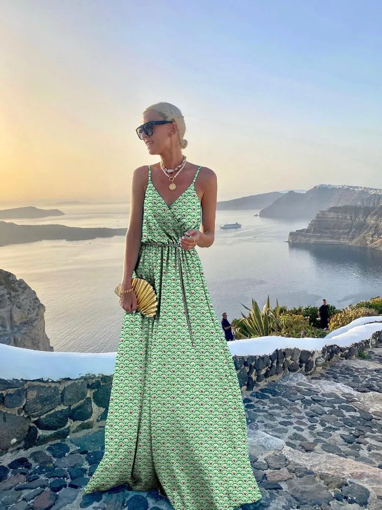 Woman's Evening Dress Summer New Suspender Sexy Dress Fashion Printing Long Dresses Formal Occasion Dresses Clothes for Women