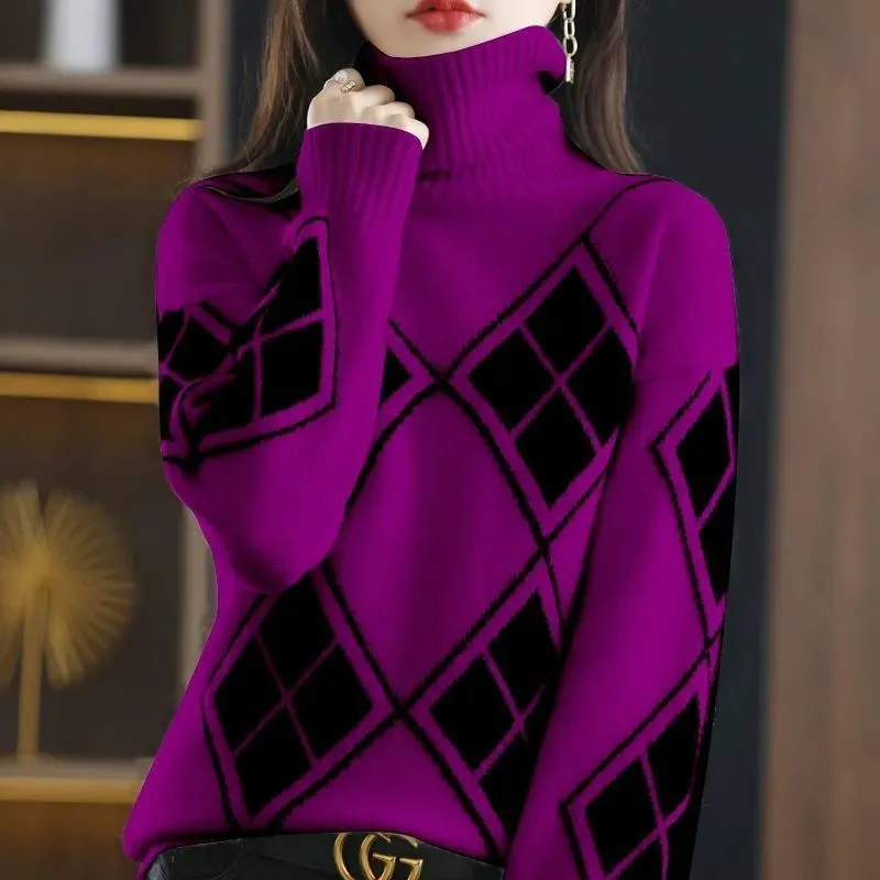 Women Casual Knitted Loose Turtleneck Sweater
