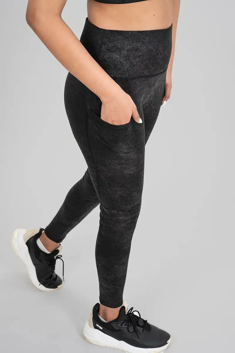 Women Leggings - Black Metallic