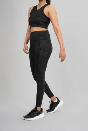 Women Leggings - Black Metallic