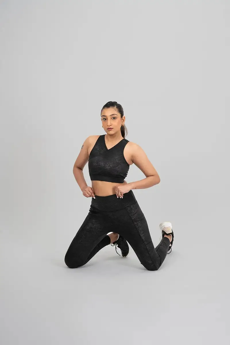 Women Leggings - Black Metallic