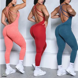 Women Lycra Fitness Gym One Piece Jumpsuit